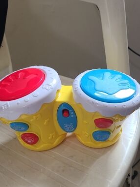 Interactive Kids Drum Toy - Yellow Body with Blue & Red Pads